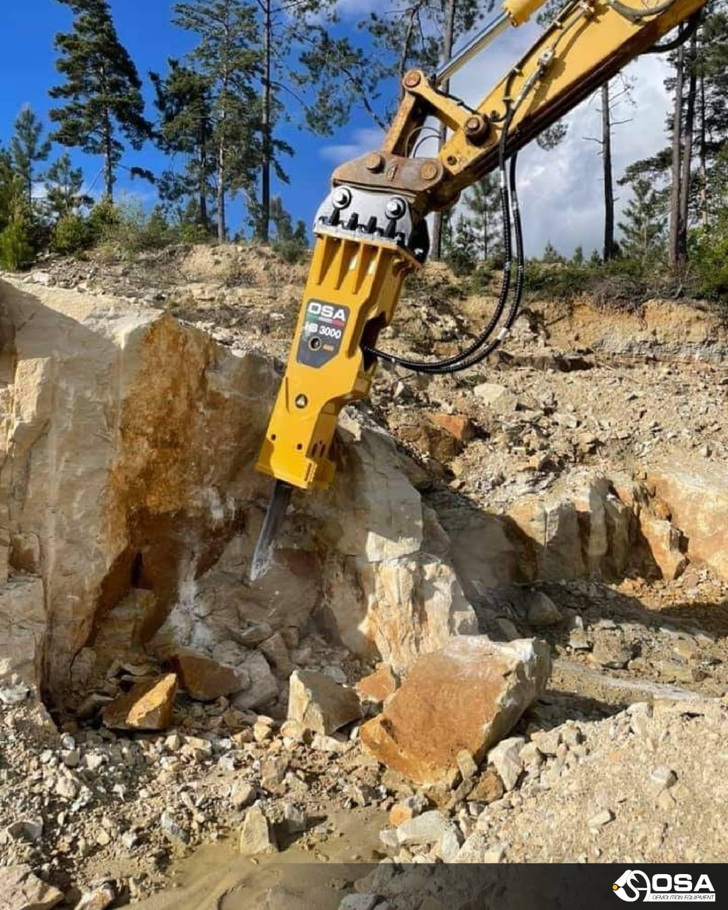 Törőfej 30–40 tonnás kotróra – OSA HB3000 hidraulikus bontókalapács, 3300 kg